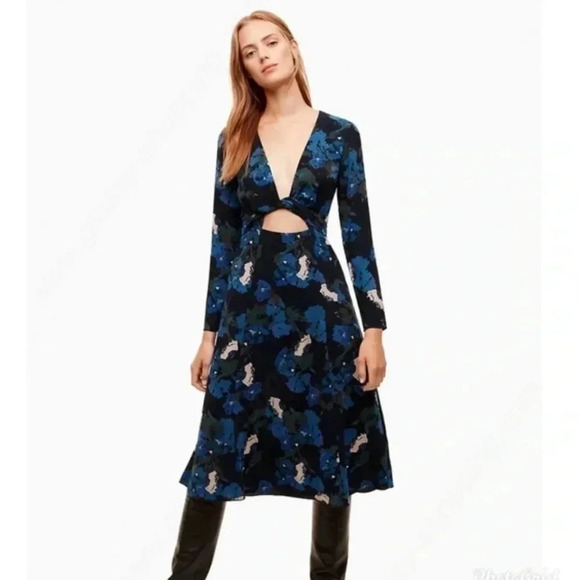 Aritzia Wilfred Black Aubagne wrap Tie Front Midi / Maxi Longsleeve - Picture 12 of 12